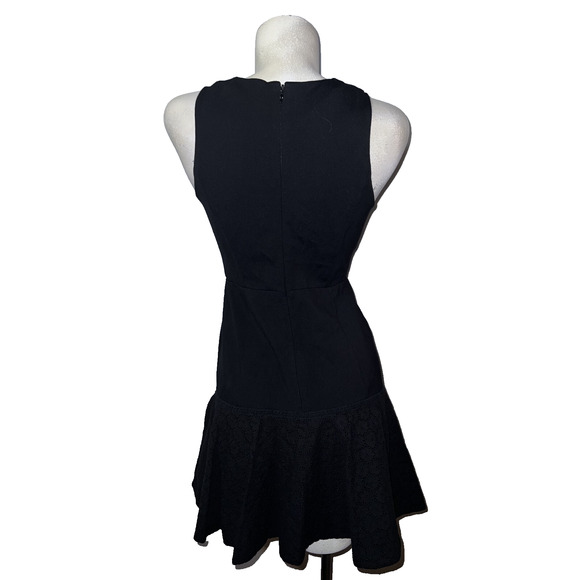 J. Crew Collection Women's Size 6 Petite Black Fit and Flare Eyelet Trim Dress - Picture 7 of 13
